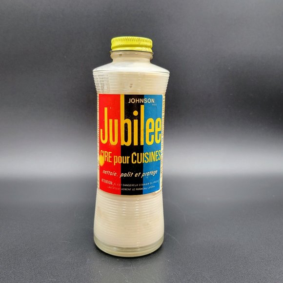Vintage Jubilee Kitchen Wax Not Full Dried White Glass Jar SC Johnson AS IS Read - Picture 3 of 11